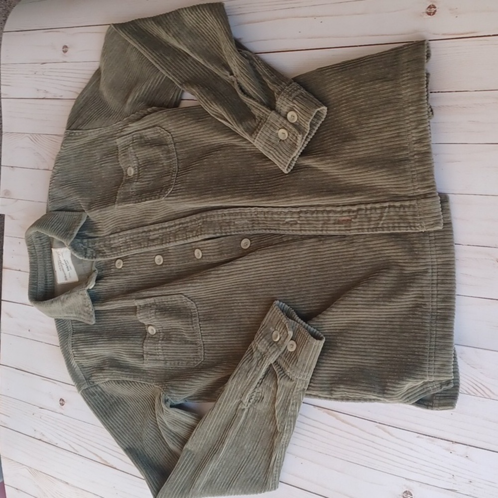 Men’s Weatherproof Vintage Corduroy Olive Green Shirt/Jacket Sz S